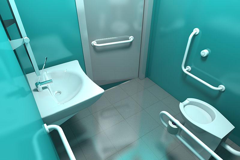 Bathroom for disable, accessories for furnishing security and elegance