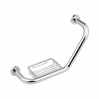 FIXED BAR WITH SOAP DISH IN CHROME PLATED BRASS